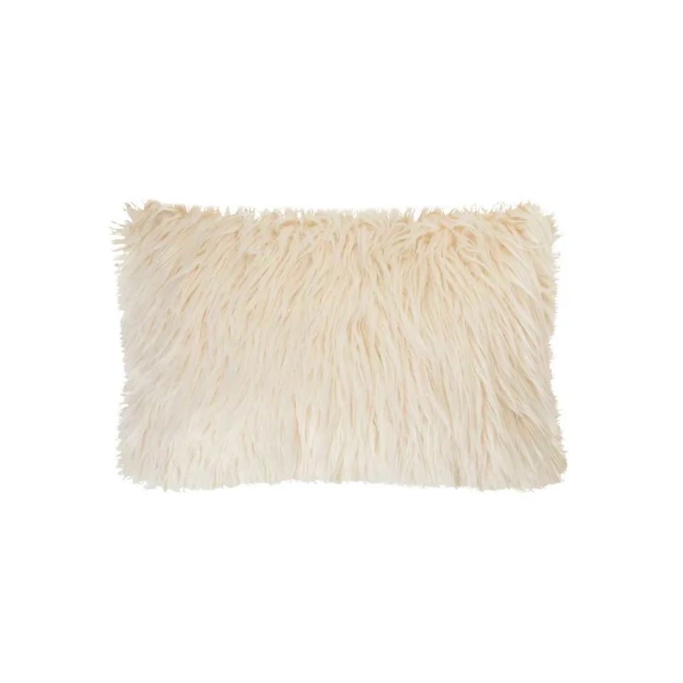 Andrea House coussin poil ivoire blanc 40x60cm salon