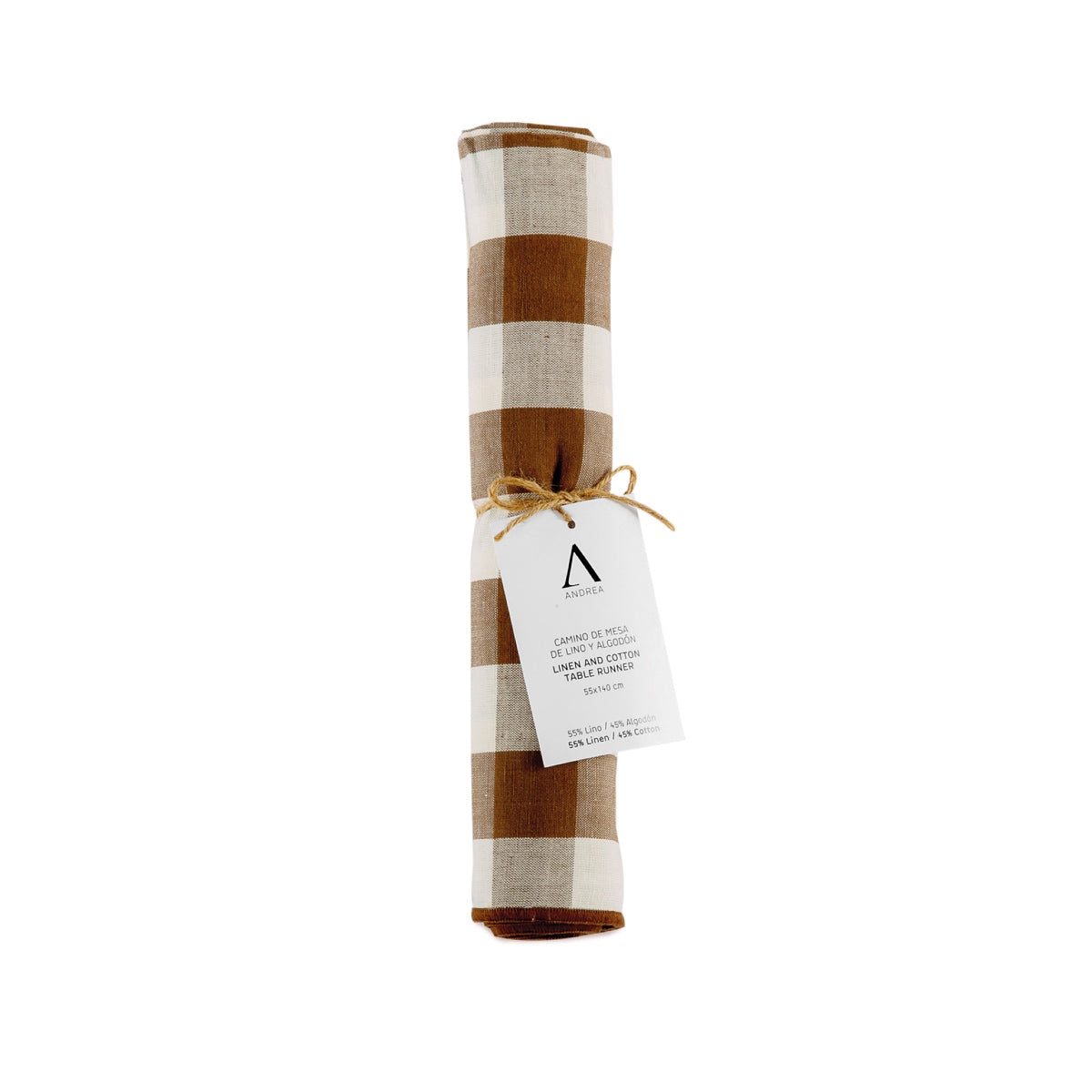 Andrea House chemin de table lin vichy marron