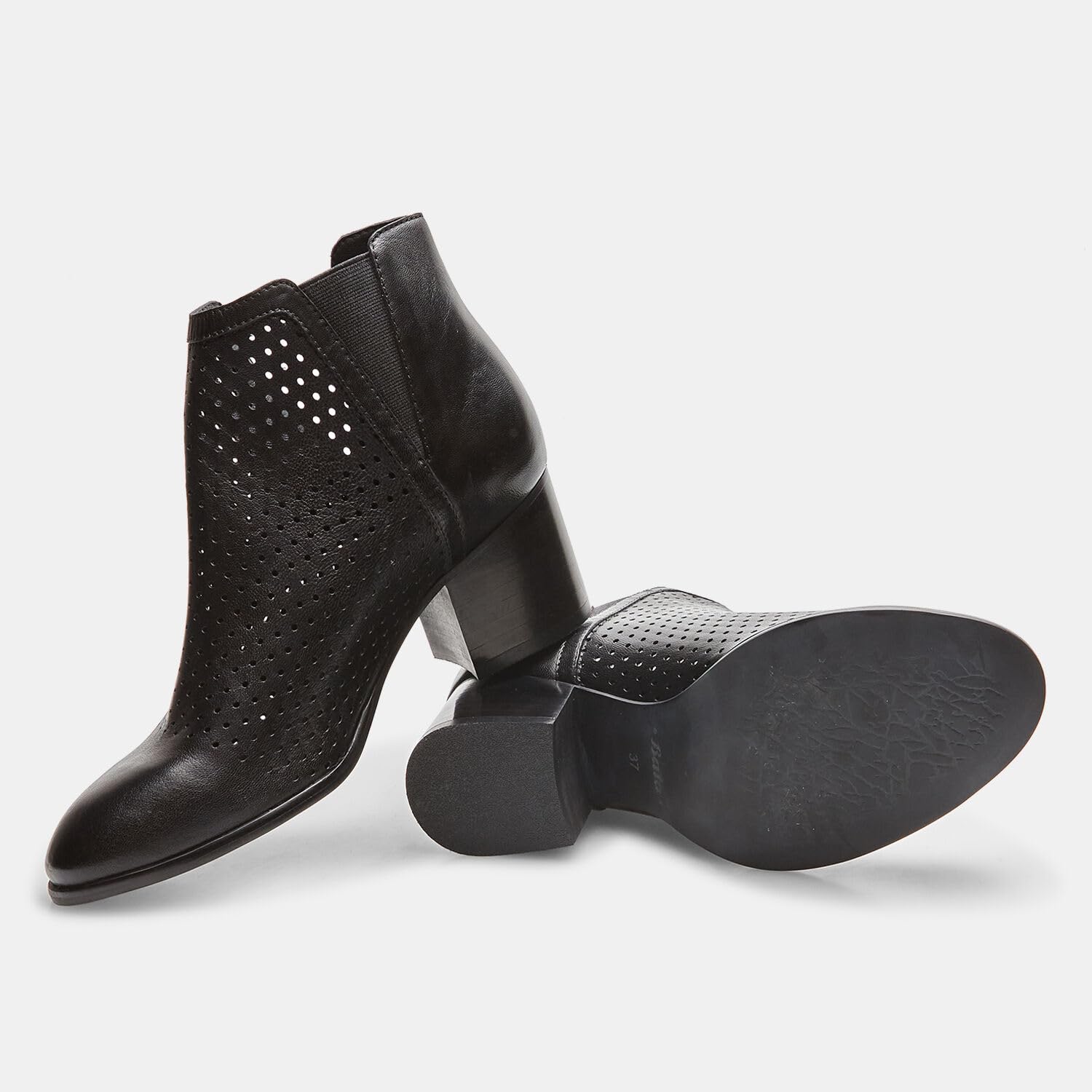 Bata Bottines cuir ajouré talons femme noir 36