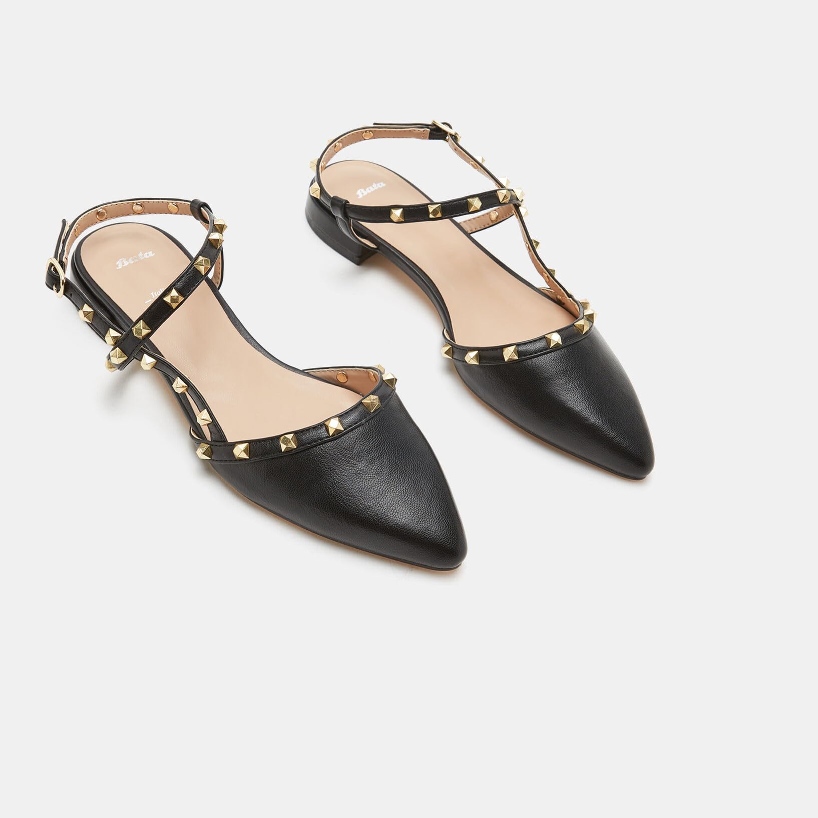 Bata Ballerines pointues cloutées femme