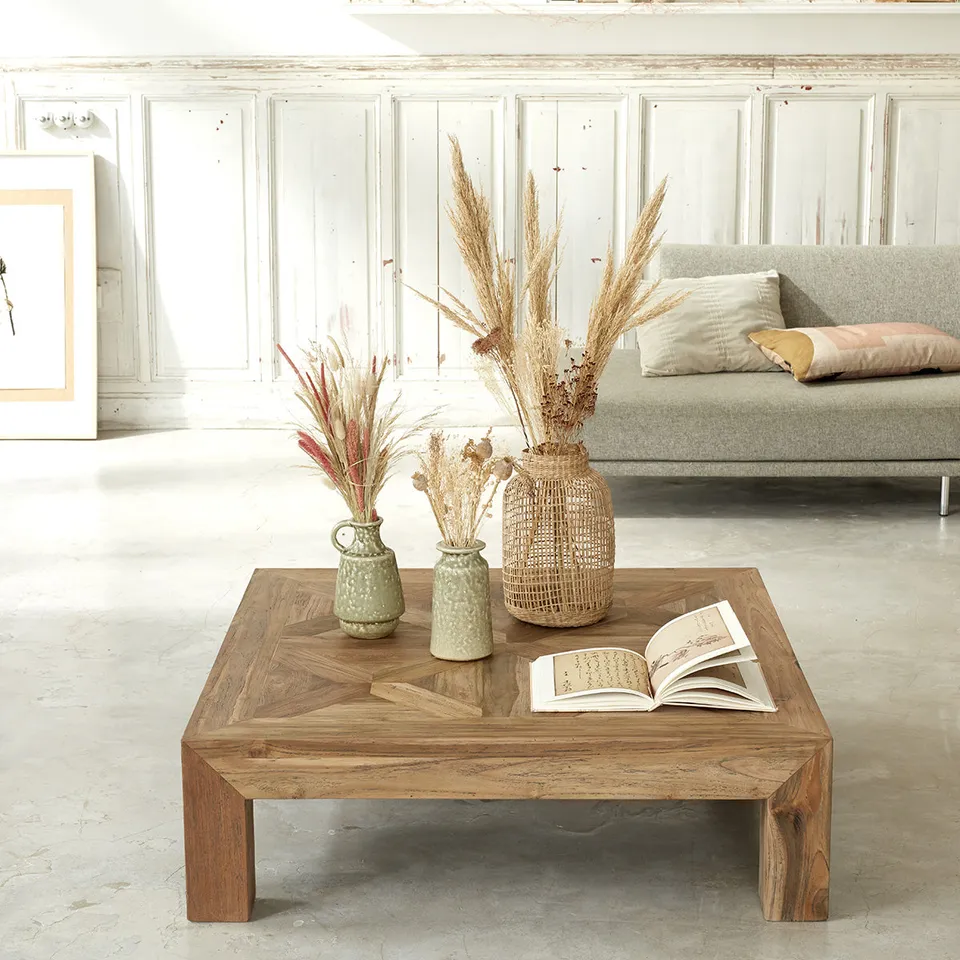 Berah Getah Cargo table basse teck recyclé 100 cm