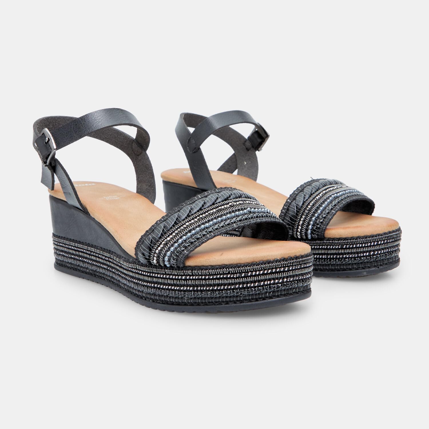 Bata Sandales femme compensées corde 6 cm strass