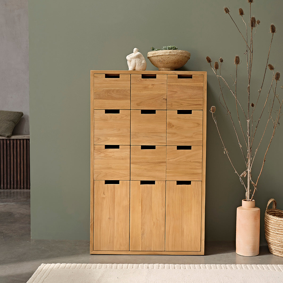 Berah Getah Aldo armoire d'entrée 80 cm en teck massif