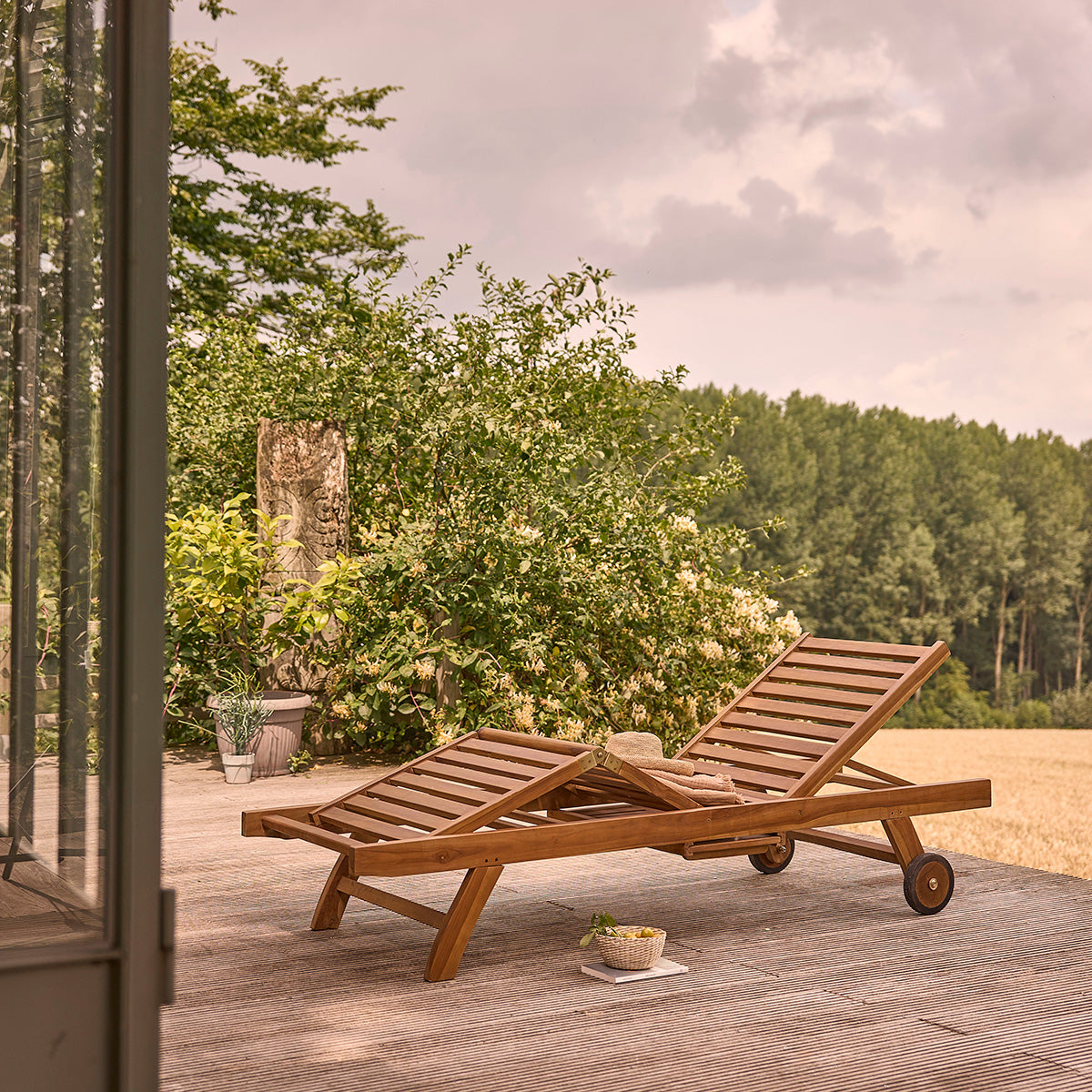 Berah Getah Jardin bain de soleil teck huilé lot de 2