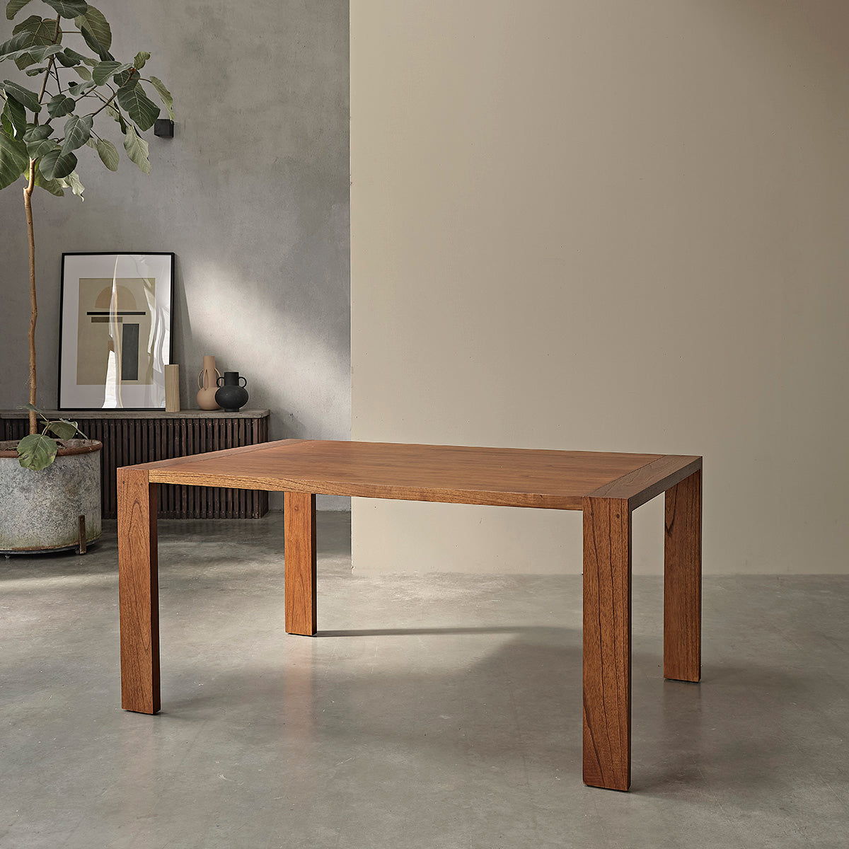Berah Getah Milo table à manger mindi noyer 160 cm 6 pers