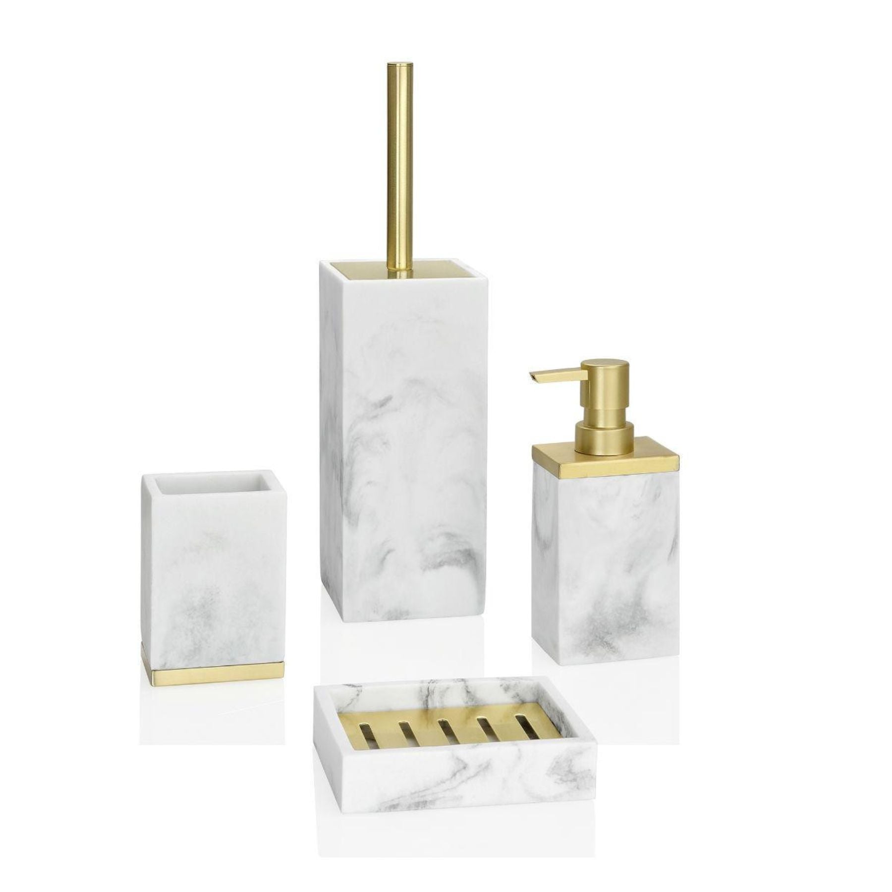 Andrea House distributeur savon marbre blanc pompe salle de bain