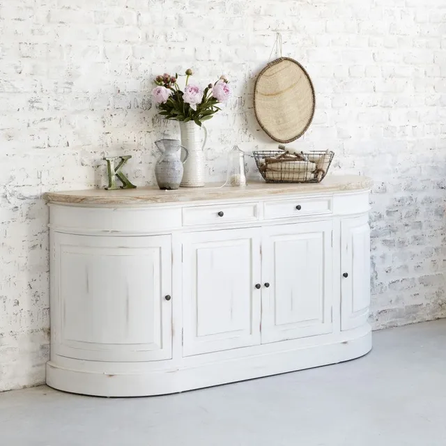 Berah Getah Demeure buffet blanc acajou teck 180 cm