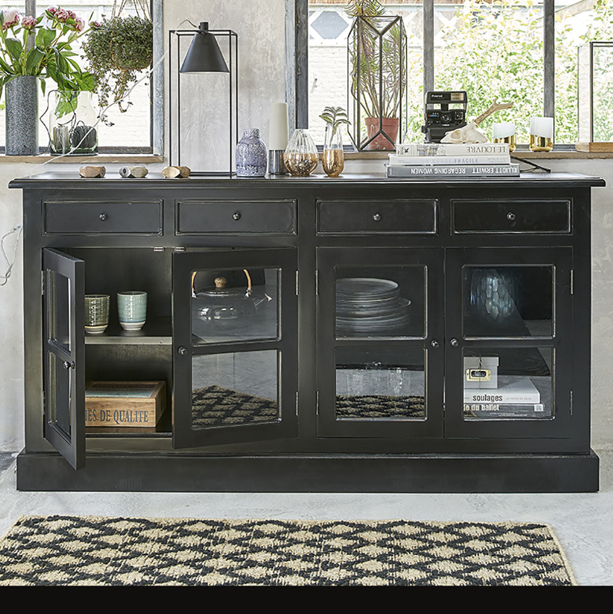 Berah Getah Bastide buffet acajou 160 cm 4 tiroirs
