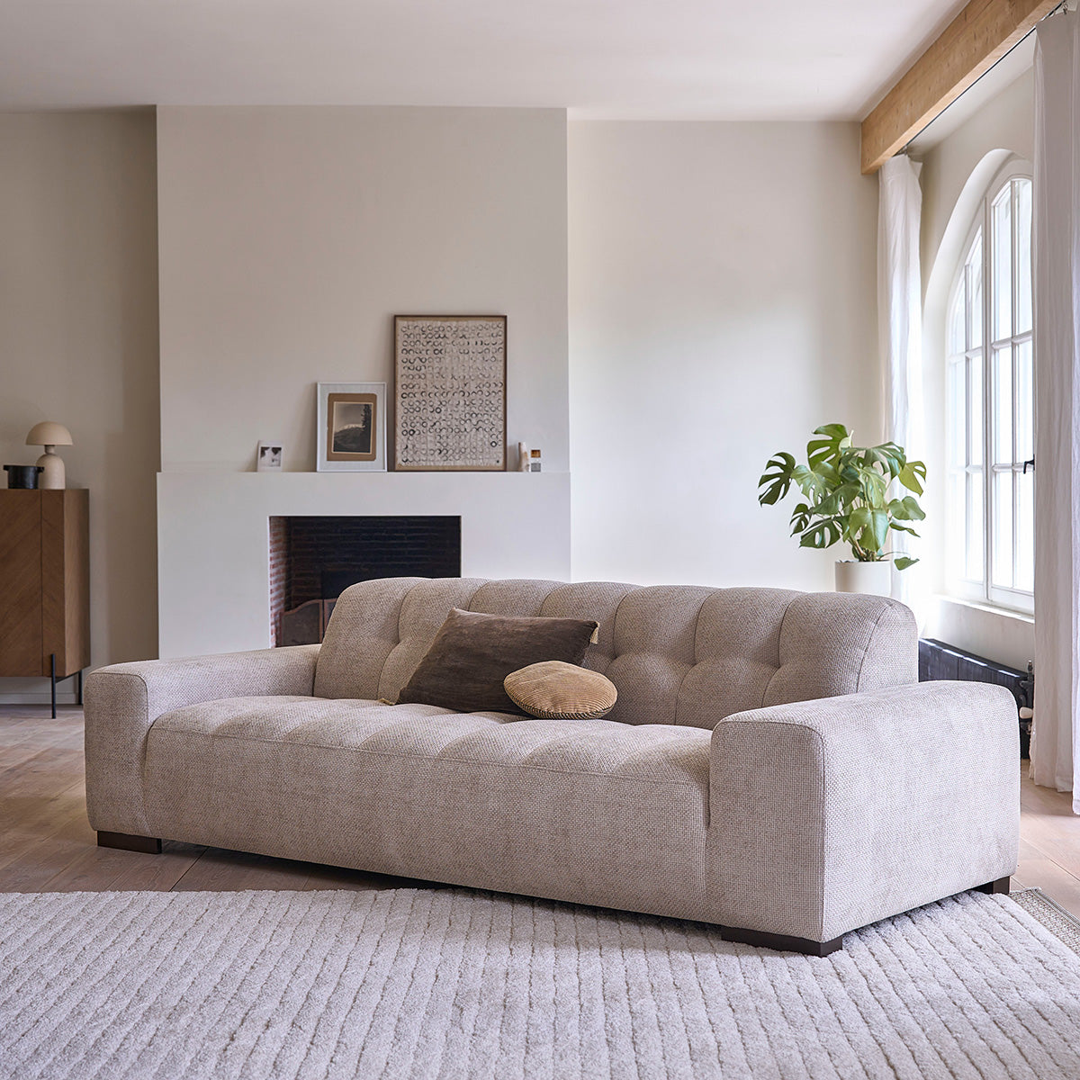 Berah Getah Alphonse canapé 4 places velours beige