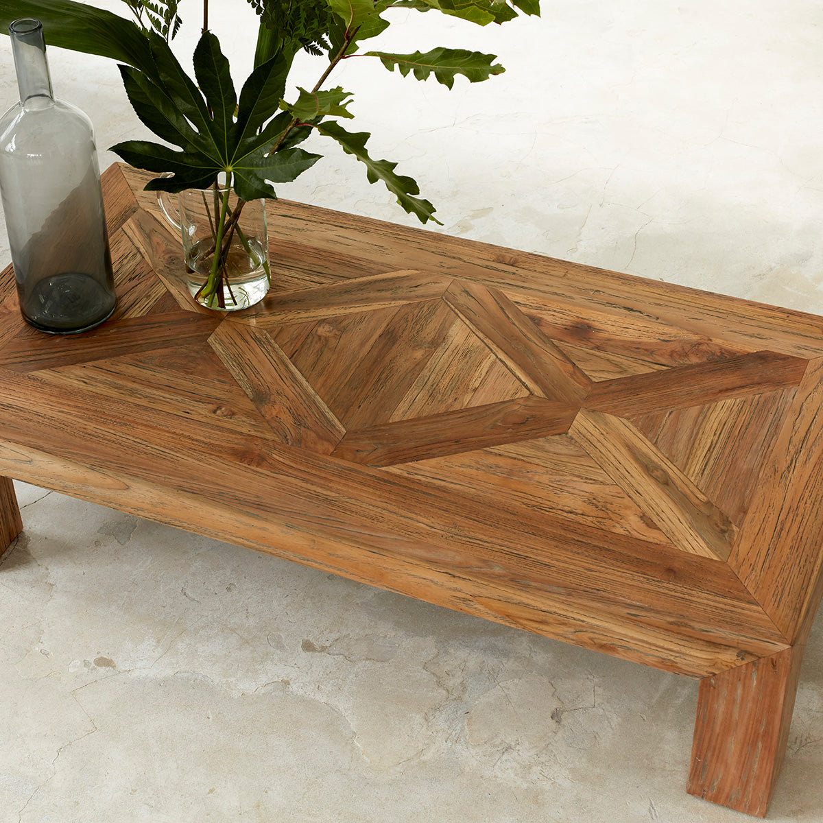 Berah Getah Cargo table basse teck recyclé 120 cm
