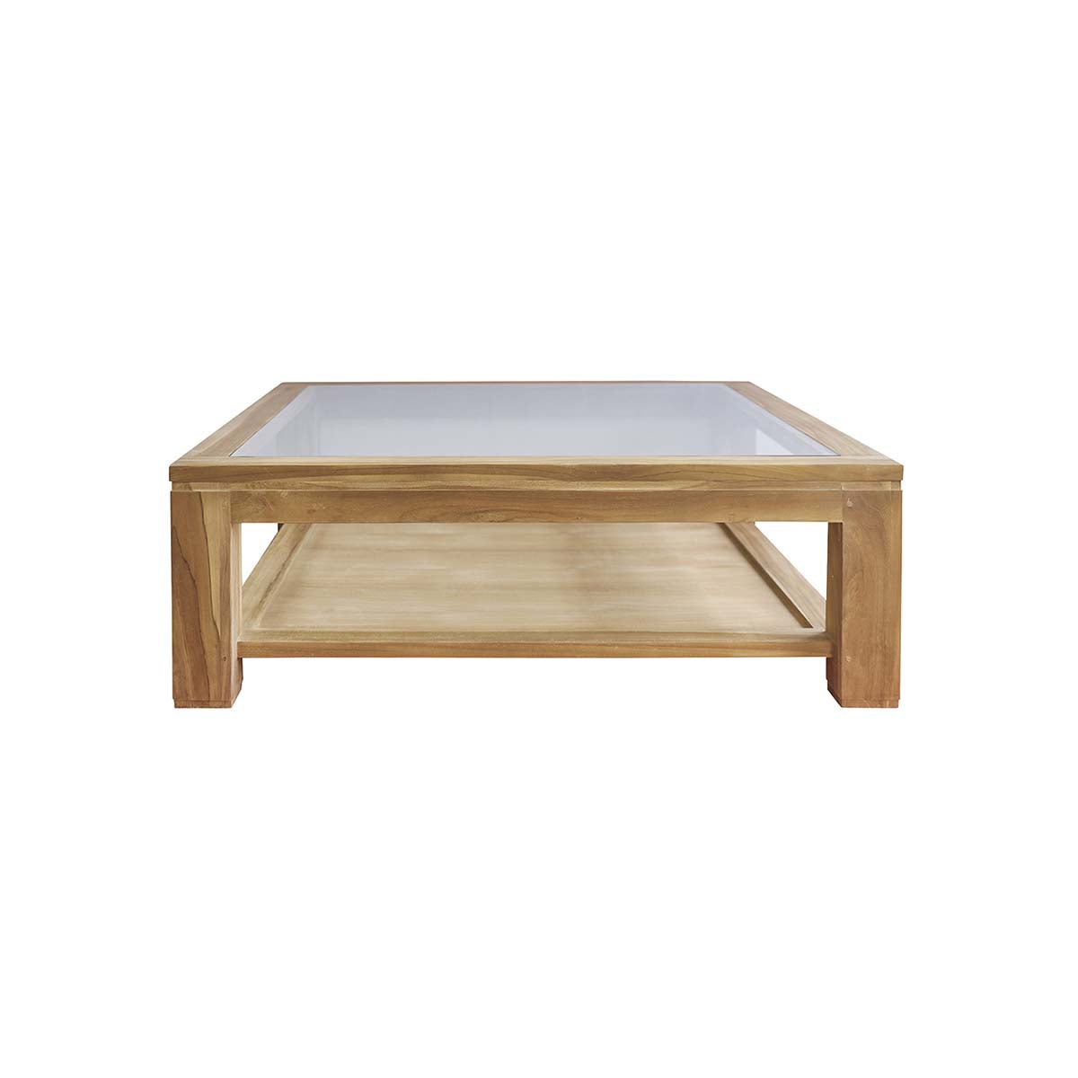 Berah Getah Boston table basse teck 120 cm verre