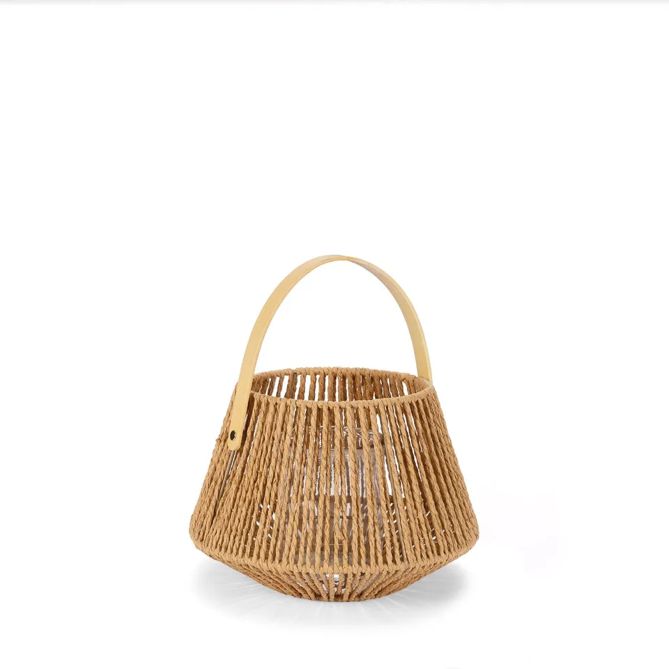 Andrea House lanterne bougie fibre marron 28 cm