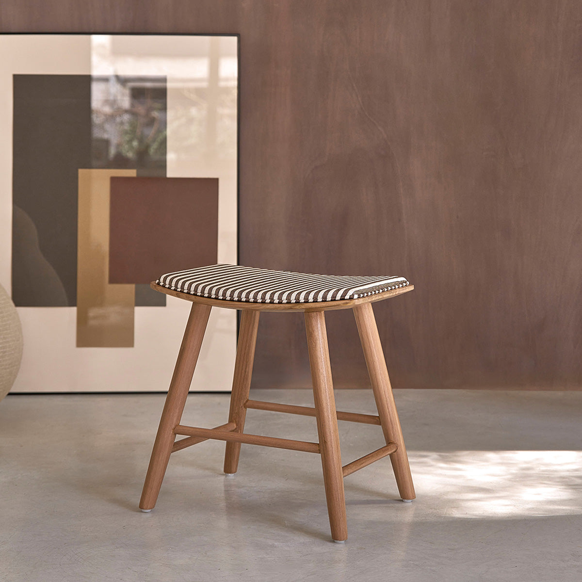 Berah Getah AMBRE Tabouret de bar teck 45 cm rayures