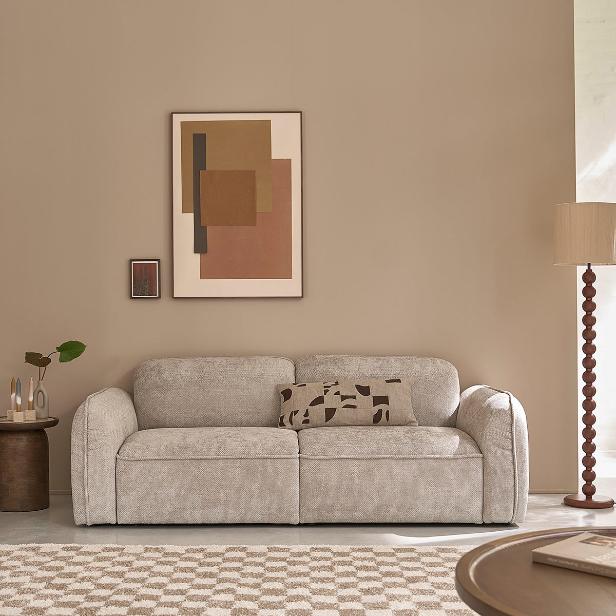 Berah Getah Hector Canapé 3 Places Velours Beige