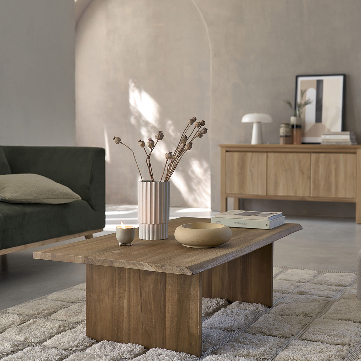 Berah Getah Boston table basse teck massif 120 cm