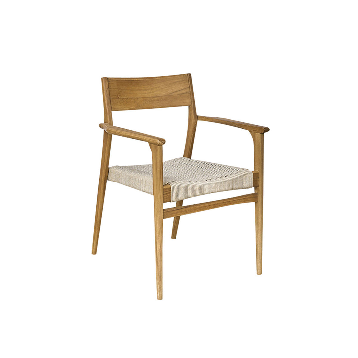 Berah Getah Livie fauteuil jardin teck cordage beige empilable