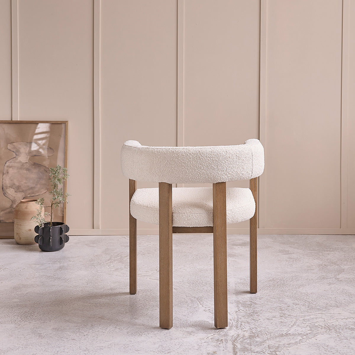 Berah Getah Cléa chaise chêne bouclette blanc lot de 2