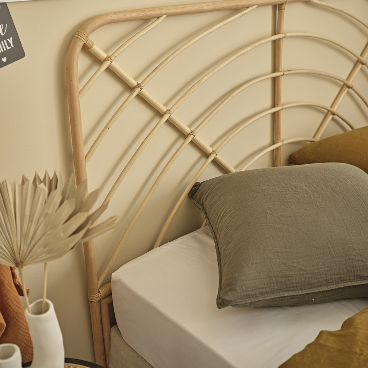Berah Getah Chambre tête de lit rotin 160 cm naturel