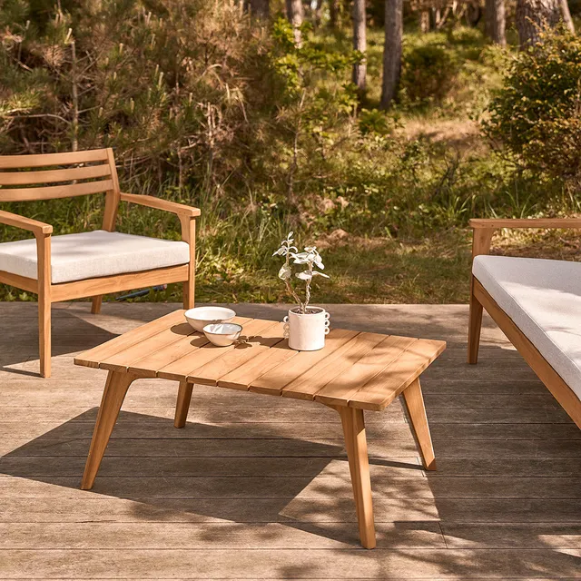 Berah Getah BARI table basse jardin teck massif lattes