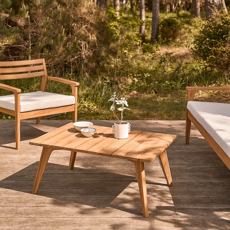 Berah Getah BARI table basse jardin teck massif lattes