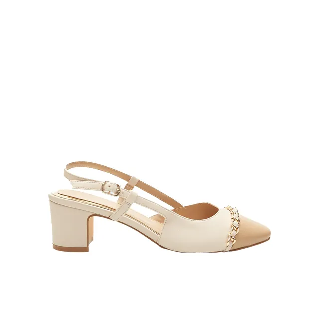 Bata escarpins femme talon midi chaîne élégante