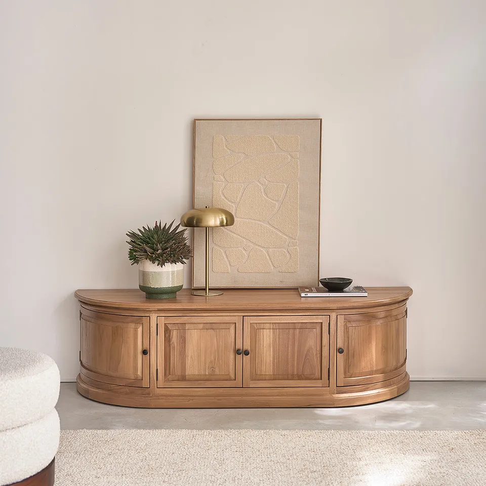 Berah Getah Domaine meuble TV teck 160 cm 4 portes