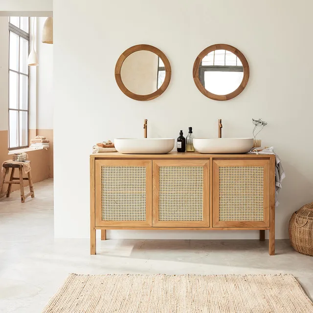 Berah Getah Eliott meuble vasque teck 145 cm cannage