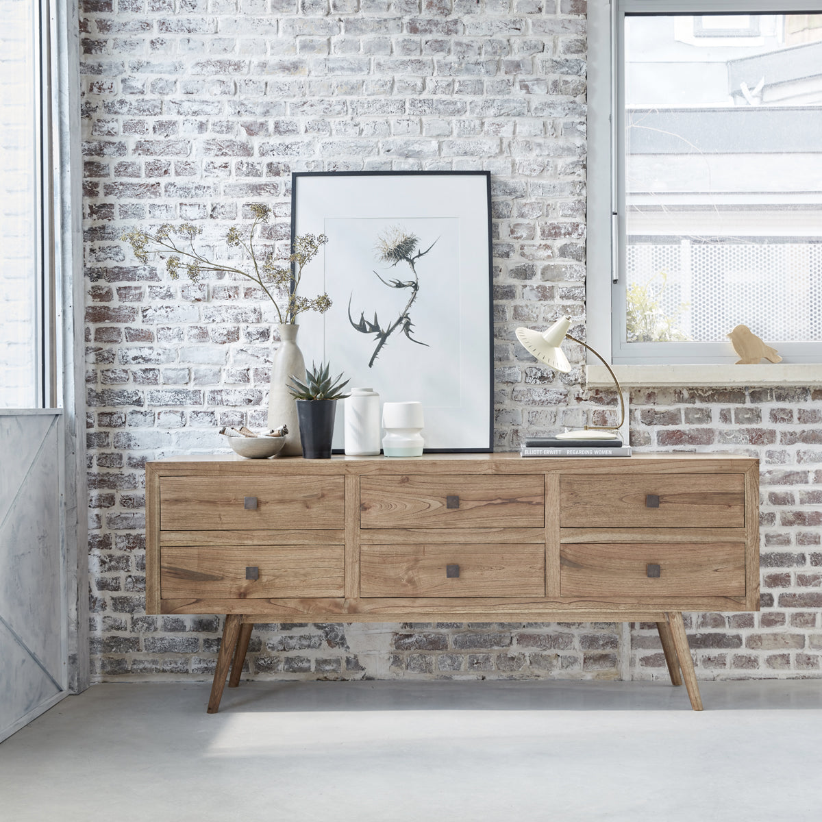 Berah Getah Felix commode mindi massif 200 cm 6 tiroirs