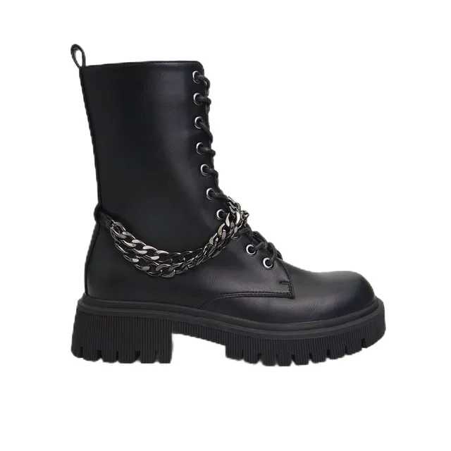 Bata Bottines Motardes chaîne femme noires