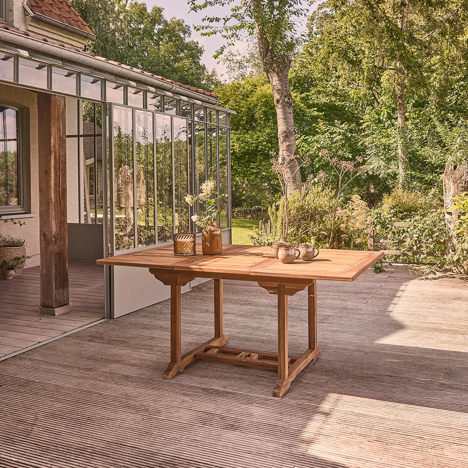 Berah Getah Bali table jardin teck extensible 6/8 pers.