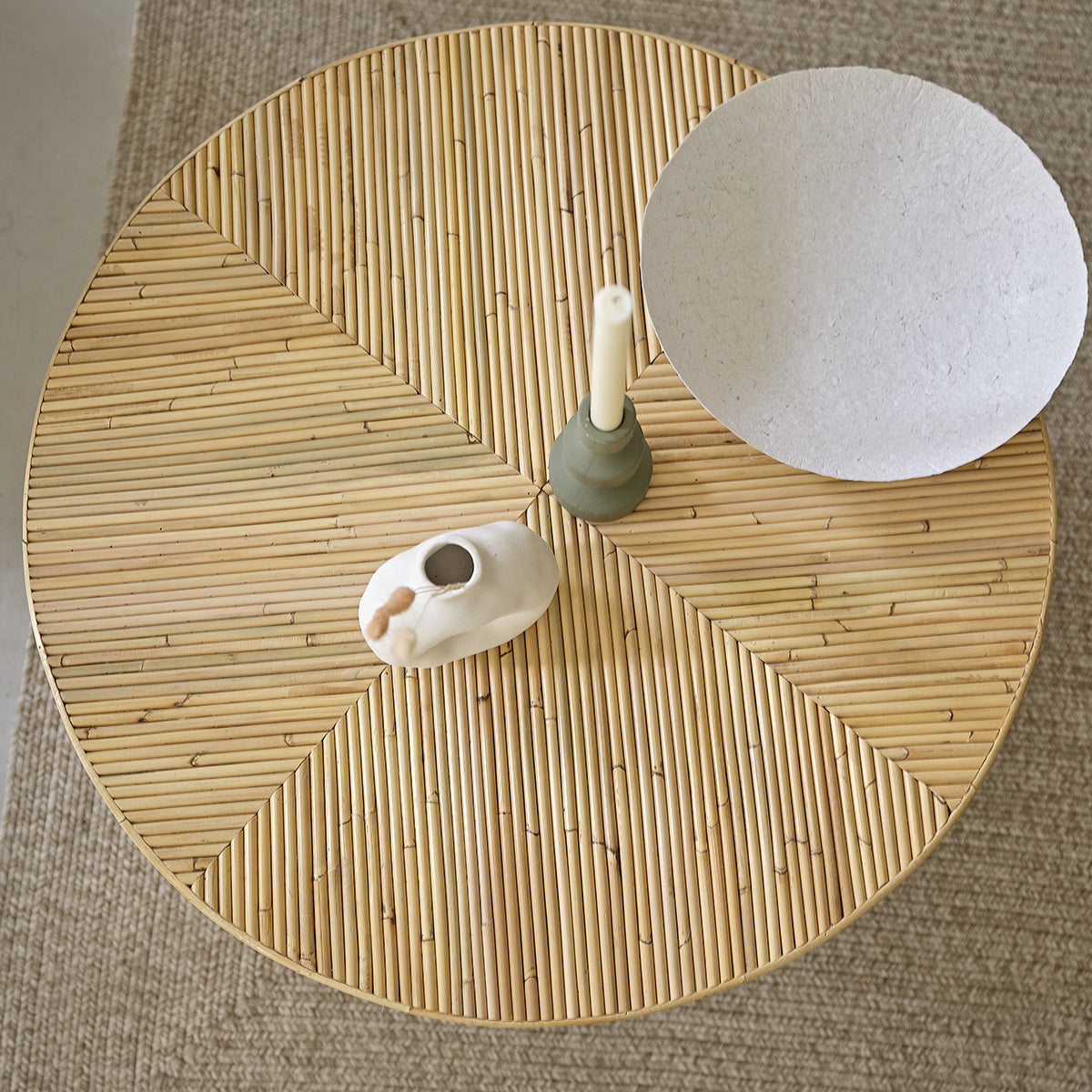 Berah Getah ALMA Table basse rotin naturel Ø 80 cm