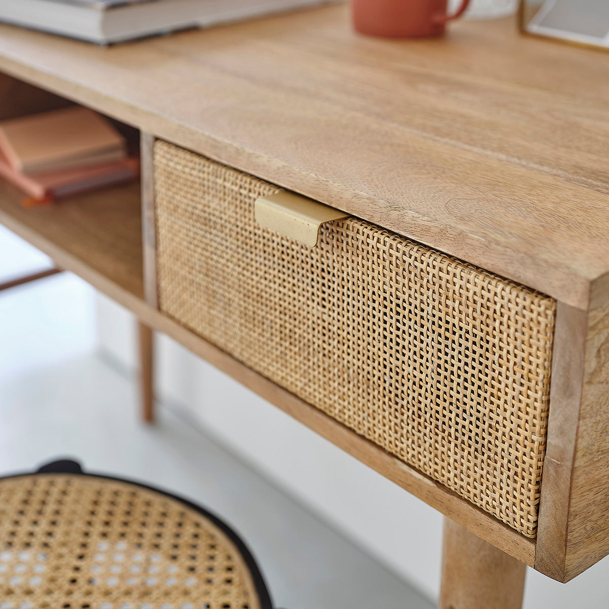 Berah Getah Felicie bureau manguier cannage 120 cm