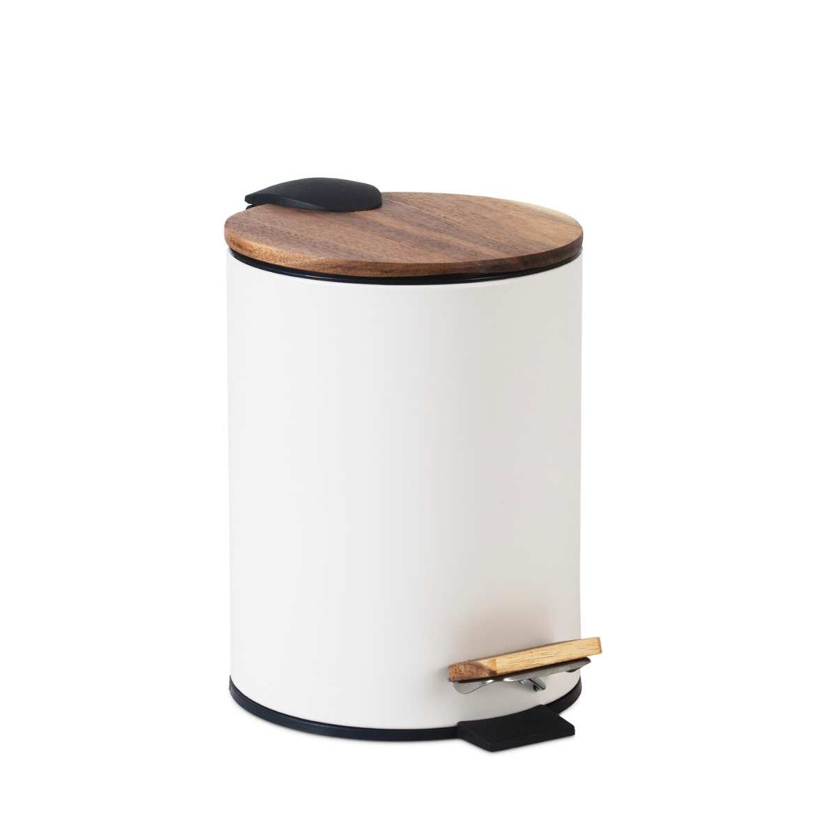 Andrea House Baño poubelle salle de bain blanc 5L métal bois