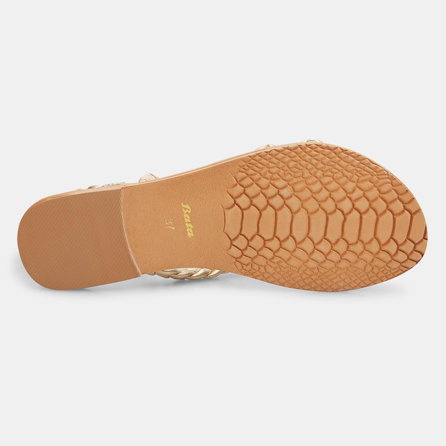 Bata Sandales plates femme cuir tressé été