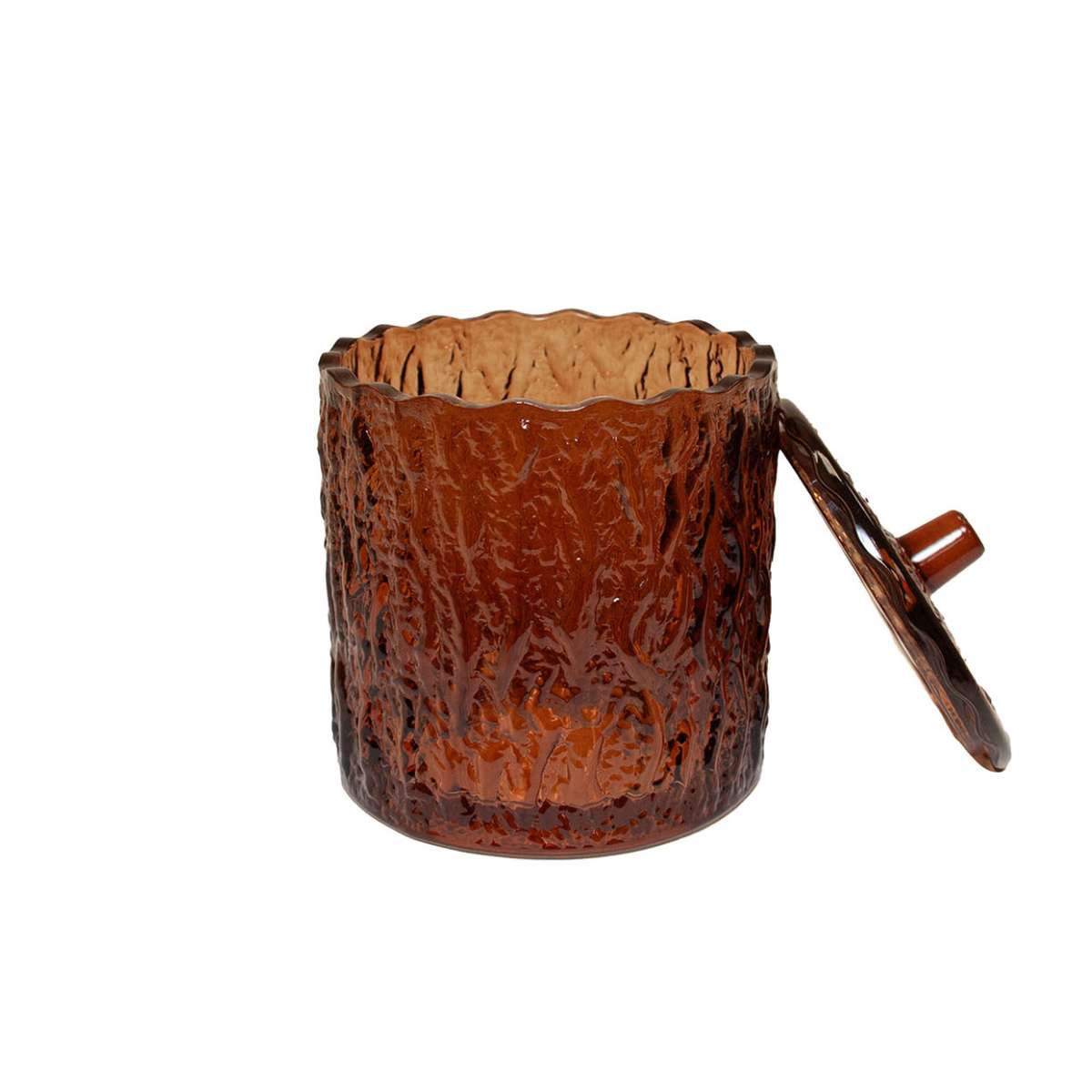 Andrea House bocal verre marron vintage avec couvercle