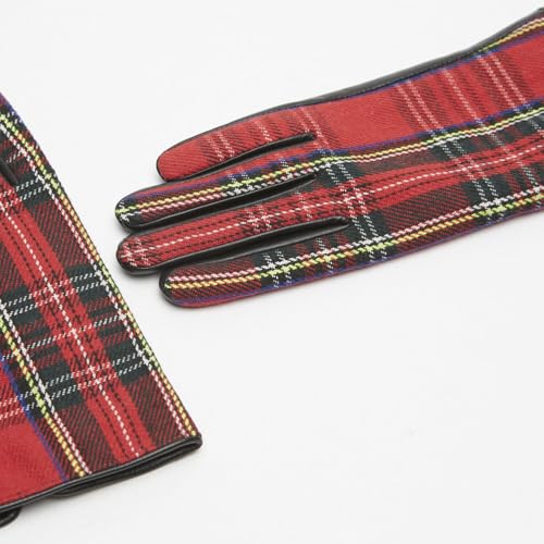 Bata Gants femme tissu écossais cuir