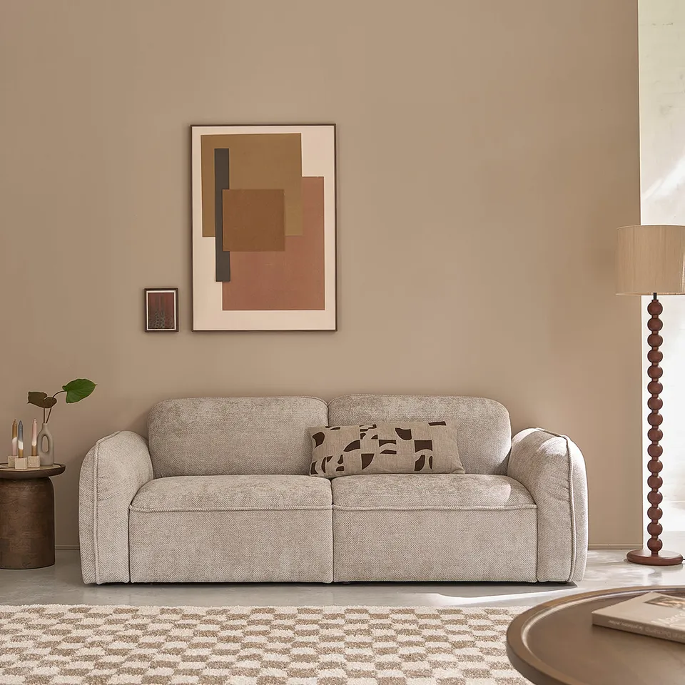 Berah Getah Hector Canapé 3 Places Velours Beige