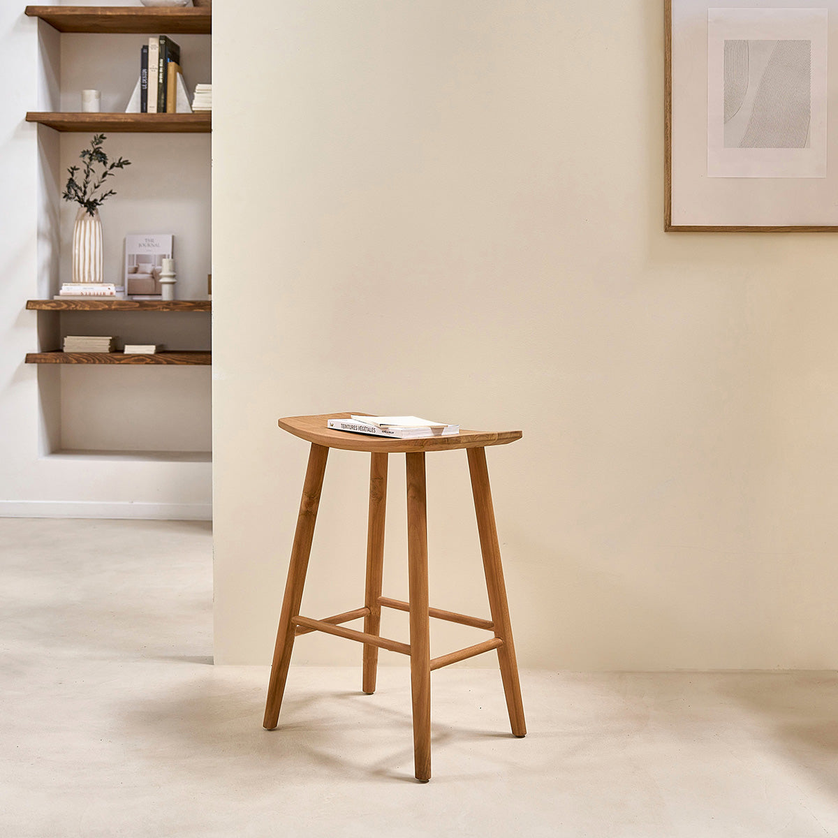 Berah Getah Ambre tabouret de bar teck massif 65 cm