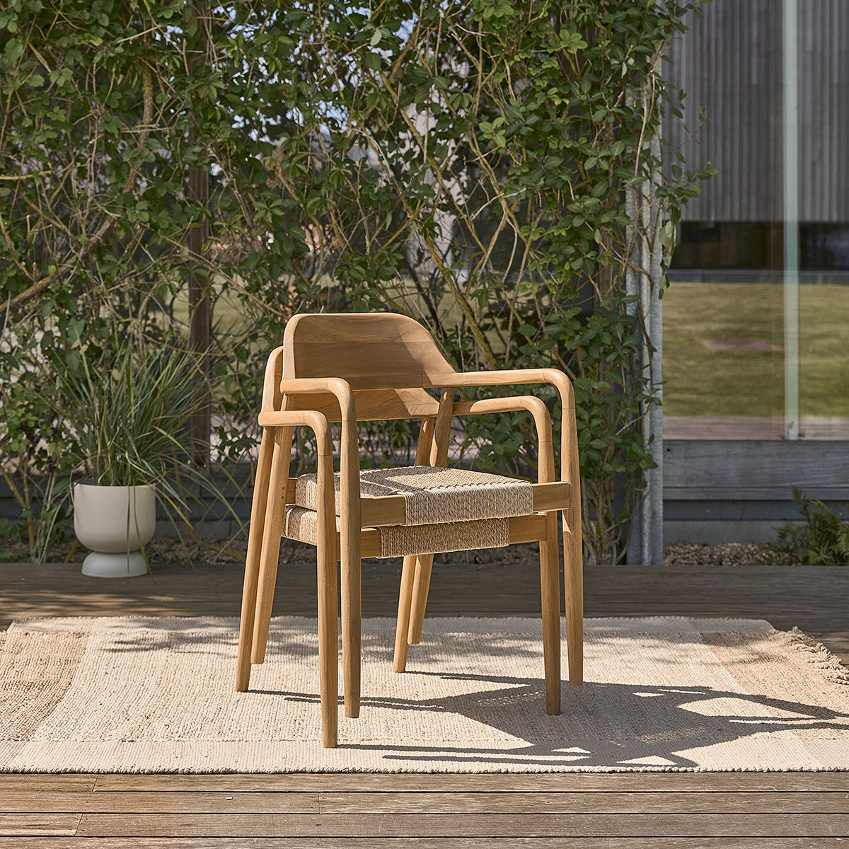 Berah Getah Alizé fauteuil jardin teck cordage lot de 2