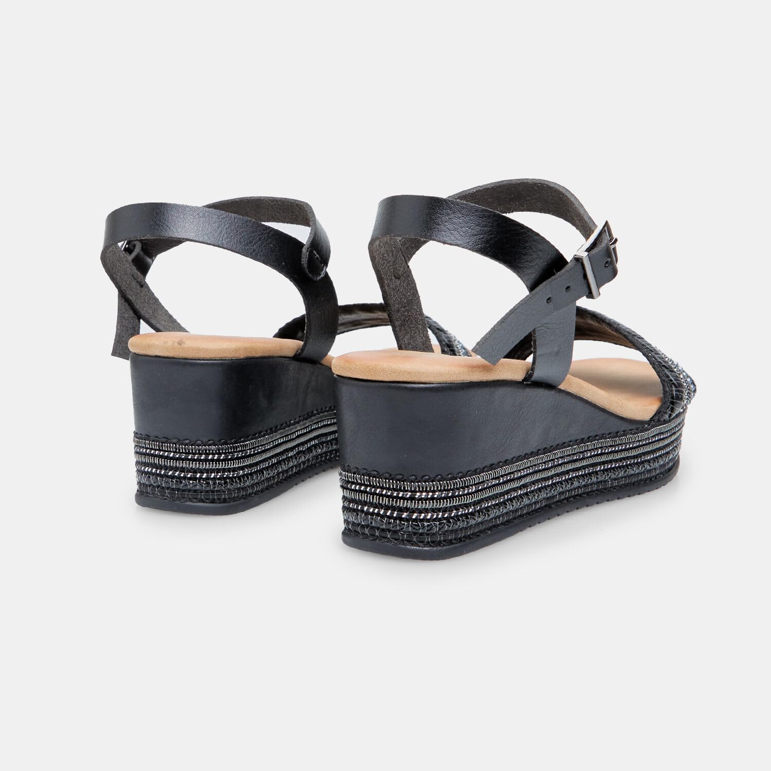 Bata Sandales femme compensées corde 6 cm strass