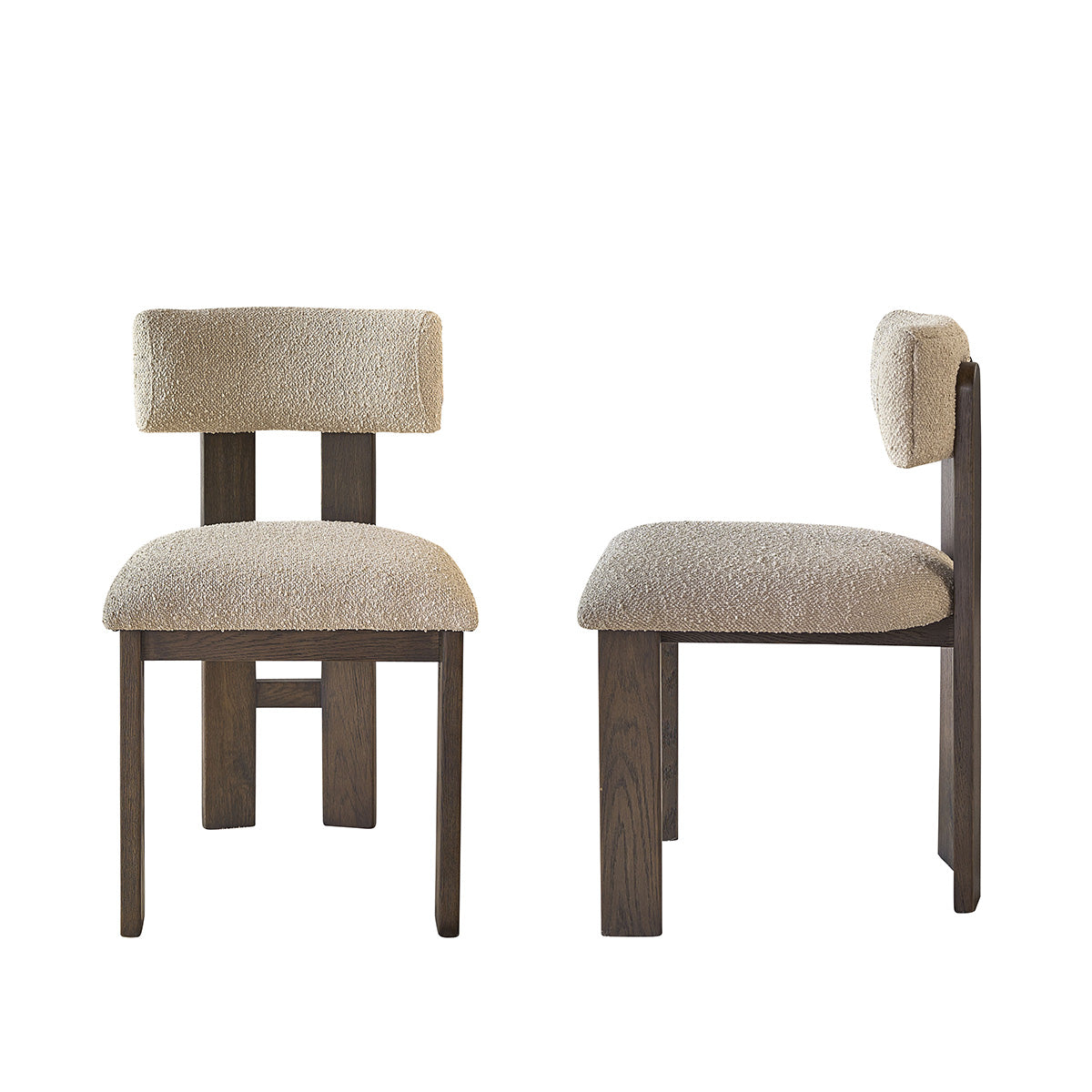Berah Getah Noé chaise chêne bouclette beige lot de 2