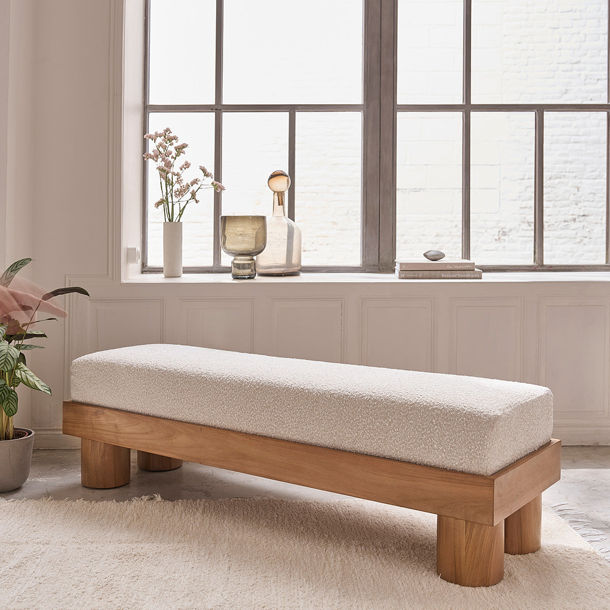 Berah Getah Théodore banc teck bouclette 140 cm