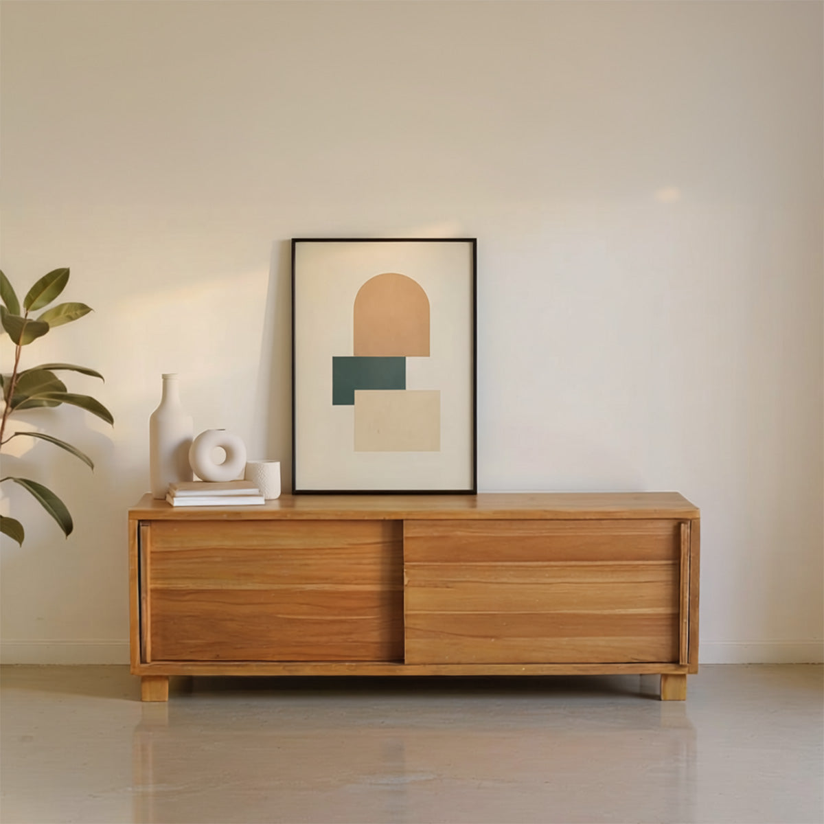 Berah Getah NIDO meuble TV teck 100 cm 2 portes