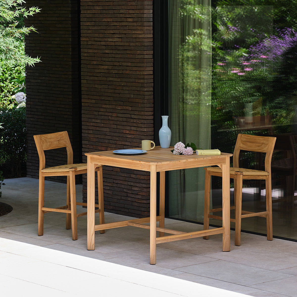 Berah Getah Piana table haute jardin teck 4 pers.