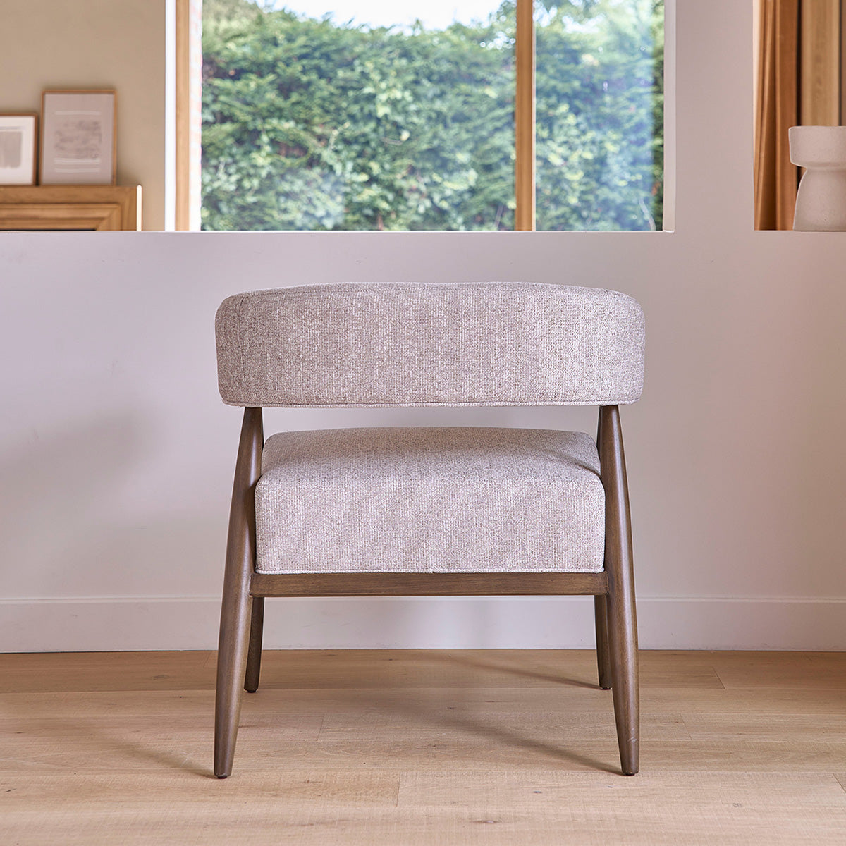Berah Getah Éloi fauteuil hêtre tissu beige chiné
