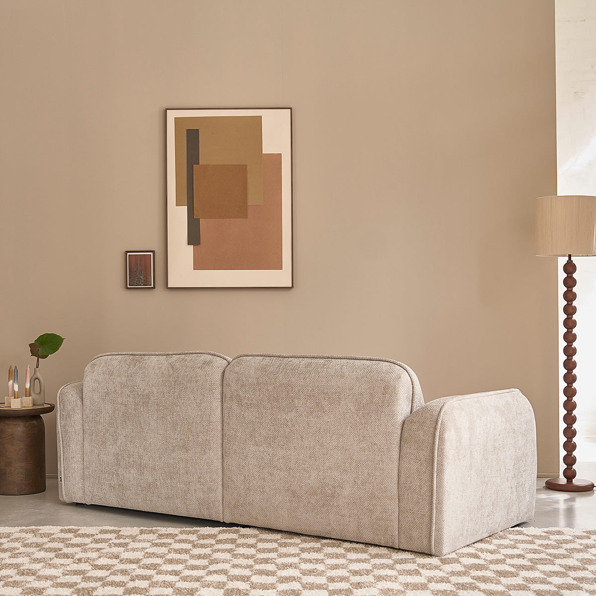 Berah Getah Hector Canapé 3 Places Velours Beige
