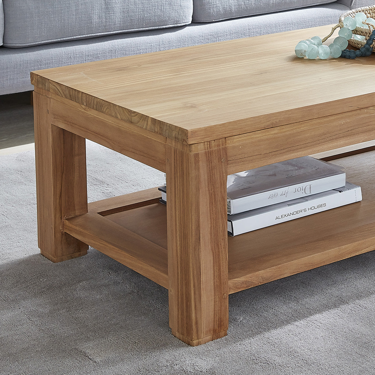 Berah Getah Boston table basse teck 120 cm rectangulaire