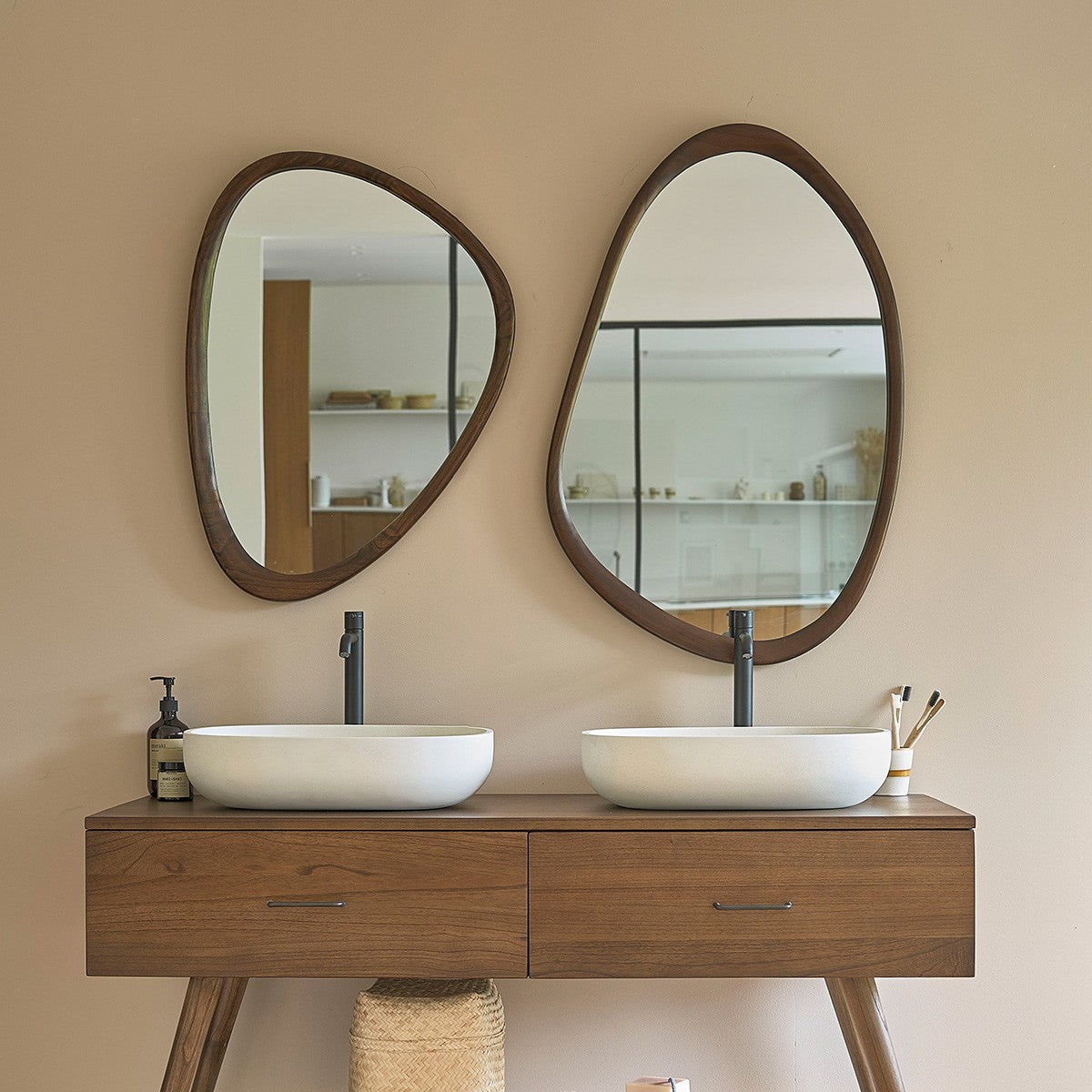 Berah Getah Vintage miroir mindi noyer 90x60 cm