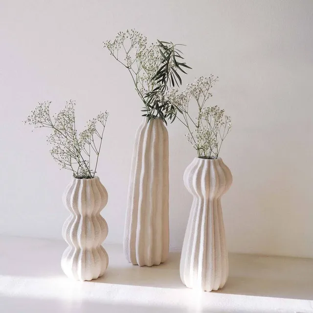 Andrea House Kaduna vase grès blanc 48,5 cm
