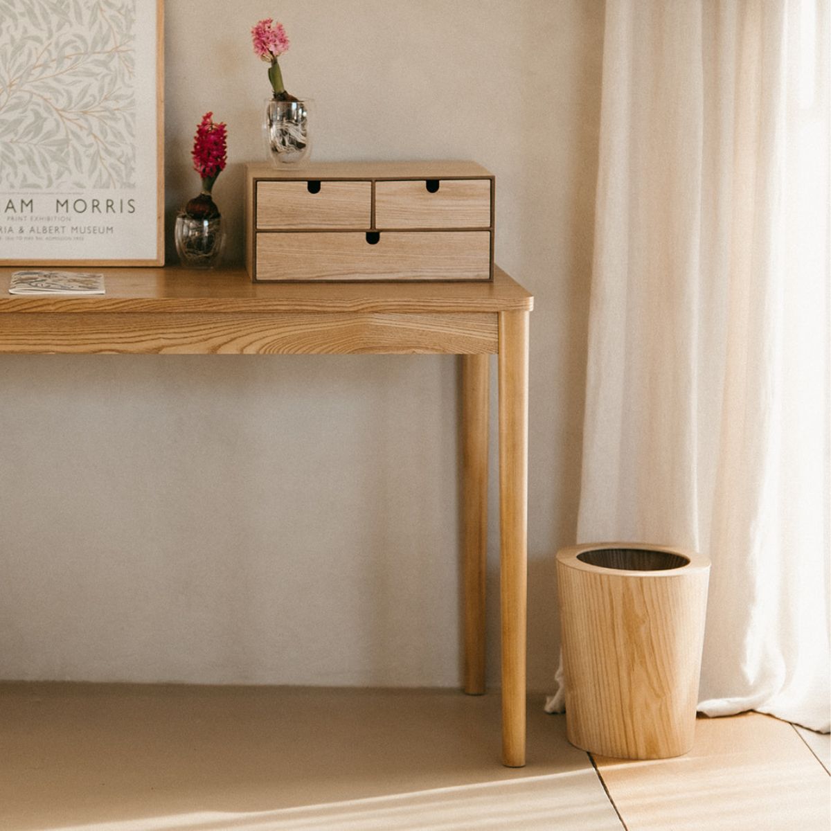 Andrea House poubelle bureau bois beige salle de bain